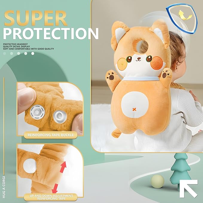 WKC Baby Head Protector Backpack with Knee Pads & Non-Slip Socks, Toddler Safety for Crawling & Walking (Style 13)