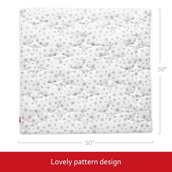 Baby Play Mat 50" X 50" Playpen Mat Fit for TODALE and Dripex Baby Playpen, One-Piece Crawling Mat Non Slip Padded Baby Playmat for Floor 50x50 Inches White Star