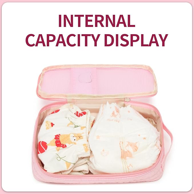 Diaper Bag Organizer Pouches - 2 Pack, Small Diaper Bag Mini Purse, Travel Baby Bag for Boys & Girls, Pink