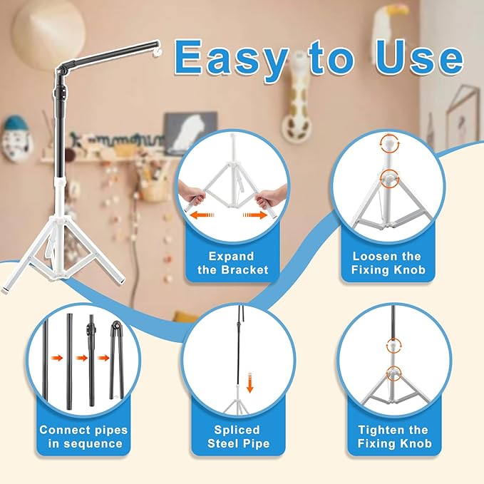 Baby Crib Mobile Arm,Mobile Hanger for Crib Adjustable Height 56-78" Top Can Rotate 180° Suitable for Baby Stainless Steel with Brushed Texture Sturdy and Stable Base