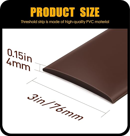 Bnell Floor Transition Strip Self Adhesive Vinyl Laminate Floor Cover Strip 3" Floor Flat Divider Strip for Joining Floor Gaps and Doorway Transitions (3.3Ft, Coffee)