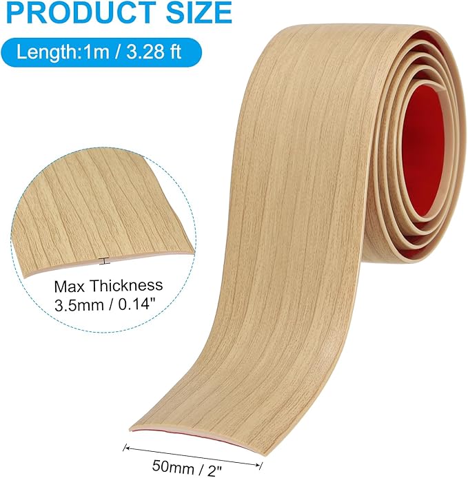 PATIKIL Self Adhesive Floor Transition Strip 2 in x 3 Ft, Vinyl Laminate Floor Flat Divider for Joining Floor Gaps Doorways Carpet Cover Floor Tiles Oak