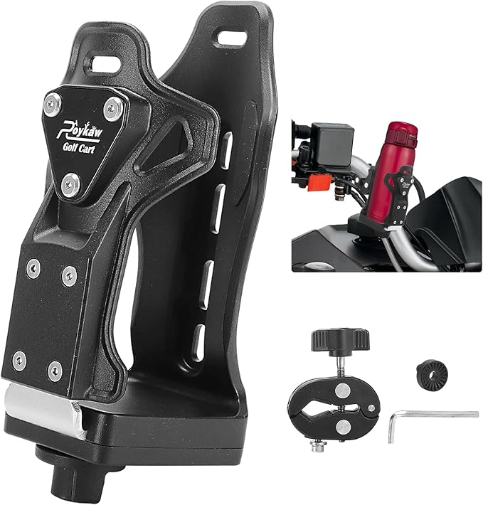 Roykaw Motorcycle ATV Cup Holder, Upgraded Bike Cup Holder, Motorcycle Drink Holder,Water Bottle Holder for Golf Push Cart,ATV/UTV,Kayak,Scooter, Boat, Stroller,Wheelchair,Tractor,Max Load 32oz