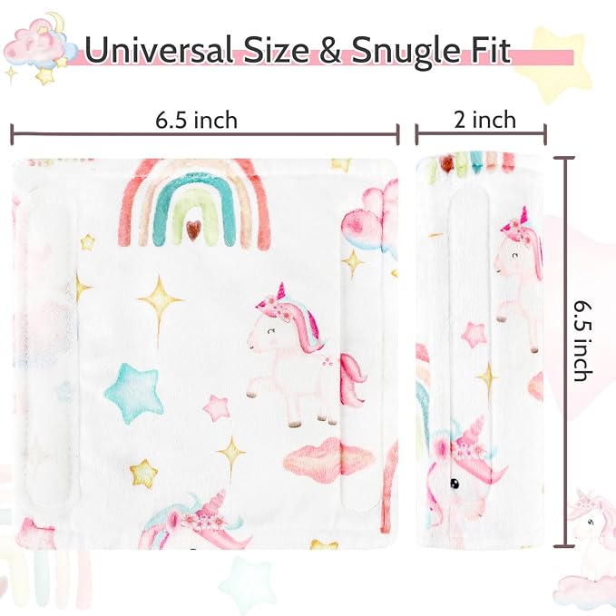 Baby Car Seat Strap Cover 2 Pack Unicorn Car Seat Straps Shoulder Pads, Seat Belt Cushions Pads for Infant Car Seats, Stroller, Pushchair