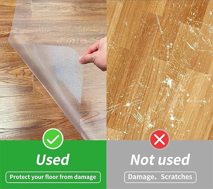 Large Office Chair Mat for Hard Floors - 59''x47'',Heavy Duty Clear Wood/Tile Floor Protector PVC Transparent by SHAREWIN