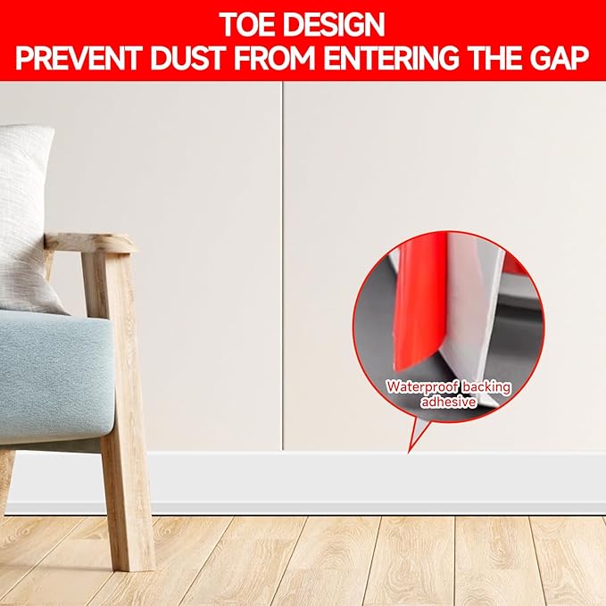 Flexible Baseboard Molding Trim 3 Inch(W) x 66 Feet(L) Self Adhesive Vinyl Wall Base Peel and Stick Cove Base,Rubber Wall Base. (White)