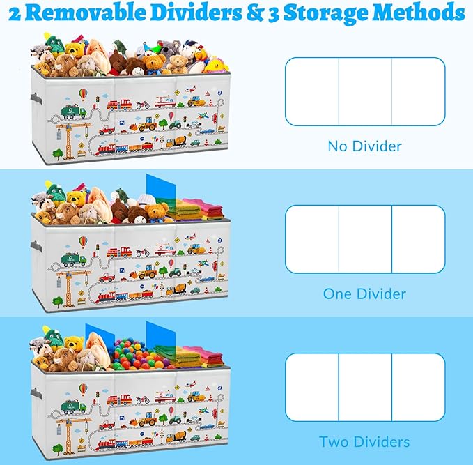 decalsweet Kids Toy Box Storage Chest Collapsible Storage Bin with Lids Handles for Boys Girls Toddler, Large Kids Toy Organizer Box for Kidsroom Bedroom Playroom Nursery,37.7"x12.5"x15.7"