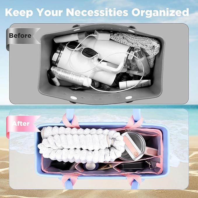 OUTXE Beach Bag Organizer Compatible with Baby Bogg Bag Accessories Inserts, Lightweight Mesh Insert Divider Pouch for Small Bogg Bags, Beach Tote Bags Insert for Organizing