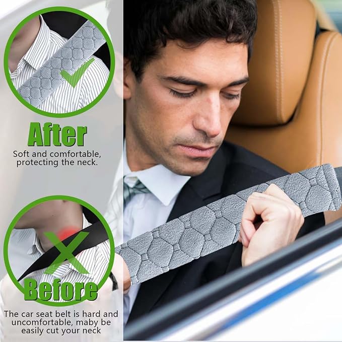WSSROGY 5 Pack Soft Comfort Car Seatbelt Cover Protector Pads Strap for Protecting Neck and Shoulder (Gray)