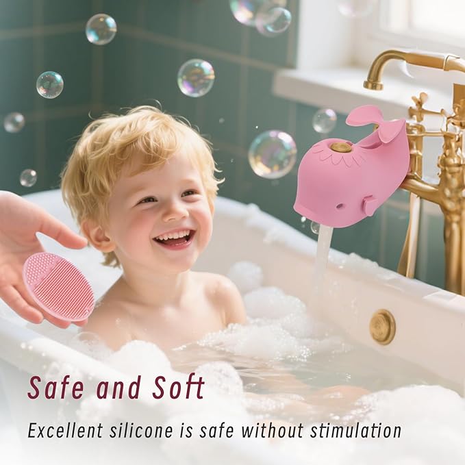 Bath Faucet Cover for Kids，Bath Spout Cover for Baby are Suitable for Most Bathtub Faucet,spout Cover Bathroom Tub Adds Fun to Your Baby in The Shower.（Beige+Brush）
