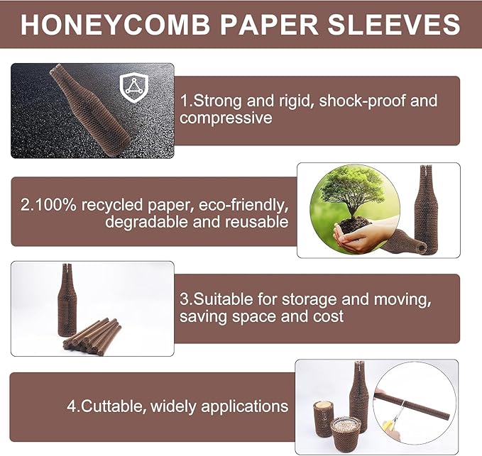 64 Set Wine Bags for Travel Honeycomb Paper, Reusable Wine Bottle Protector Sleeves, Unbreakable Wine Travel Bags for Airplane Travel Transport Car Proof Safety Impact Resist