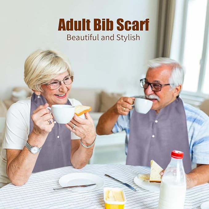Tarpop Adult Bib Scarf Washable and Reusable Dining Clothing Protector Adult Bib for Elderly Senior Citizens Men Women Eating