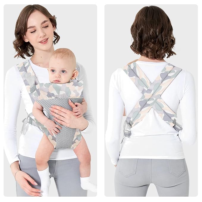 Ocanoiy Baby Wraps Carrier, Ergonomic Baby Carrier Newborn to Toddler, Cozy Baby Front and Back Carrier for 7-45lbs (Camouflage)