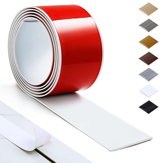 Bnell Floor Transition Strip Self Adhesive Vinyl Laminate Floor Cover Strip 3" Floor Flat Divider Strip for Joining Floor Gaps and Doorway Transitions (3.3Ft, White)
