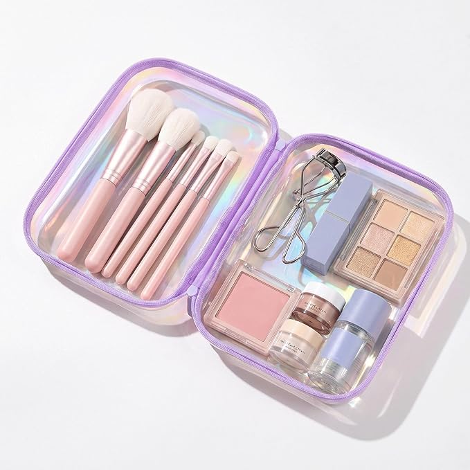 Clear Hard Shell Zipper Case,Toiletries Bag,Makeup Bag,2pcs Large Capacity Water-resistant Toiletry Bag,Portable Travel Organizer and Storage,Bathroom Clear Cosmetic Case for Women