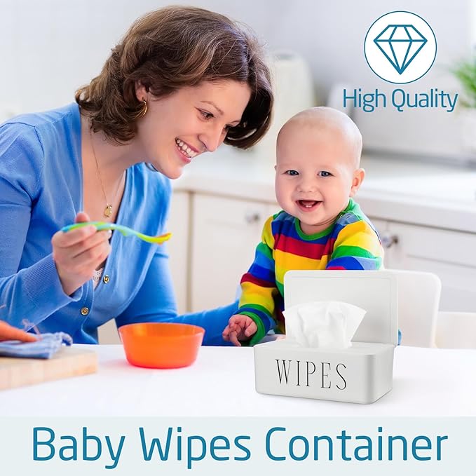Singhoow 4 Pack Baby Wipes Dispenser Refillable Wipe Holder with Lid Toilet Wipes Container for Bathroom Tissue Paper Storage Box for Home Office (White)
