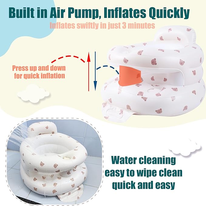 Upgraded Inflatable Baby Seat for Babies 3-36 Months, Inflatable Baby Chair Sit Me Up Floor Seat for Baby, Back Support Baby Seats for Infants for Sitting Up with Built in Air Pump
