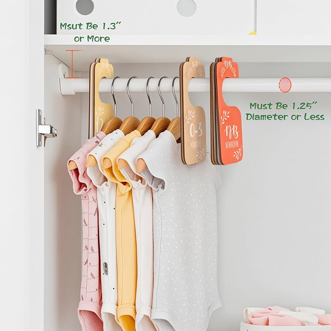 Colorful Baby Clothes Dividers for Closet - 8 Pcs Wooden Baby Clothes Tags Organizer from Newborn to 24 Months Easily Organize Your Nursery Room for Girl and Boy