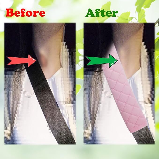 Car Seat Belt Cover Pad, 5 Pack, Seatbelt Covers for Car Accessories, Soft Material, Car Seat Strap Pads, Pink 10.63 inches, Applicable for All Vehicles, Comfort for Neck Shoulders (5-Pink)