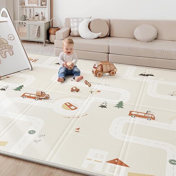 BG-BABYGO Baby Play Mat, 0.6" Foam Thicker Baby Playmats, Large Foldable 78"x70" Play Mat for Babies, Waterproof & Reversible Baby Mat for Floor, Crawling Baby Mat for Indoor&Outdoor&Travel(70*78*0.6)
