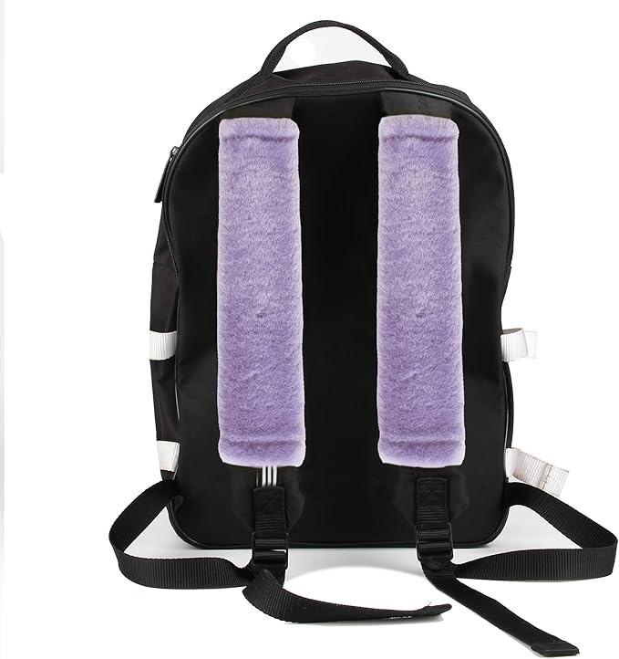Amooca Soft Faux Fur Universal Fit Seatbelt Cover Car Truck SUV Airplane Seat Belt Shoulder Pad for Carmera Backpack Straps Neck Cushion Protector 2 Pack 10.5in Light Lavender