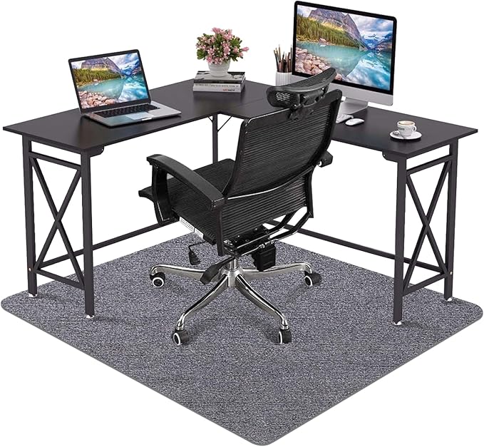 Office Chair Mat - for Hardwood Floors, Large Non-Slip Easy-Clean Floor Protection Blanket (Grey, “60x 48in”).