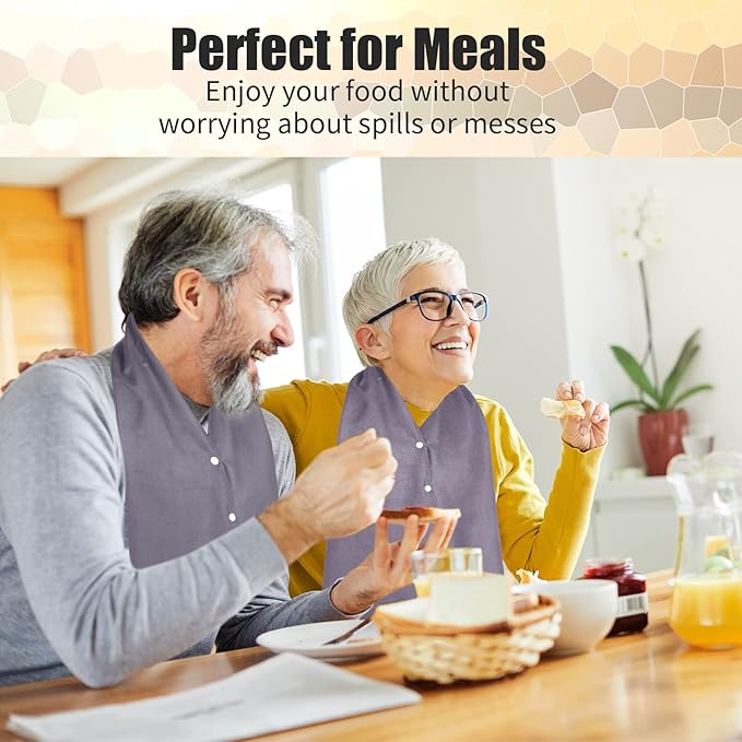 Tarpop Adult Bib Scarf Washable and Reusable Dining Clothing Protector Adult Bib for Elderly Senior Citizens Men Women Eating
