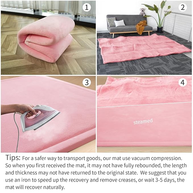 Huloo Sleep 2" Extra Thick Baby Play Mat for Floor,Ultra Soft Elasti Foam Mat for Tummy Time & Crawling,Playpen,Non Slip Nursery Rug for Toddlers,Infants,kids,Tatami Style for Yoga,Playroom(Pink)