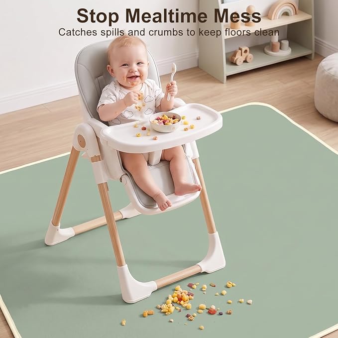 Basumee Splat Mat High Chair Mat Waterproof Baby Play Splat Mat for Under High Chair Food Catcher Highchair Mat for Floor Non Slip Bottom