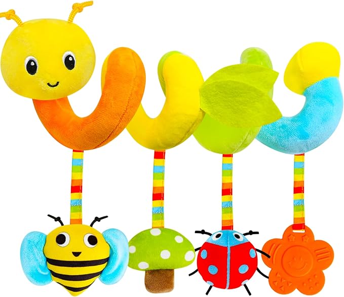 TSYAN Car Seat Toys for Babies 0-6 Months Boy,Baby Spiral Hanging Plush Activity Toys Thank You Gifts for Newborn 0 3 6 9 12 Months Baby Boys Girls