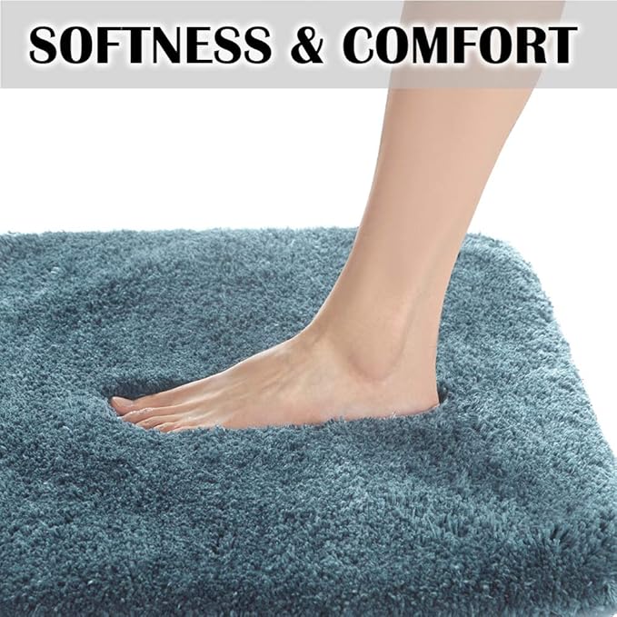 Suchtale Non Slip Bath Mat (16 x 24, Slate) Water Absorbent Soft Microfiber Shaggy Bath Mat Thick Plush Rug for Shower Machine Washable