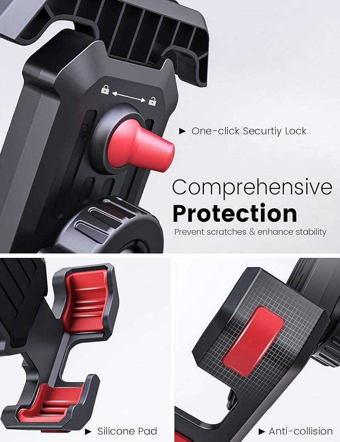Pnitri 2025 New Upgraded Bike Phone Holder Handlebar - 1S Quick Install, Motorcycle Phone Mount, Bicycle Phone Holder fit Large Phone Case for iPhone Samsung, Dirt Scooter Mini Bike Accessories
