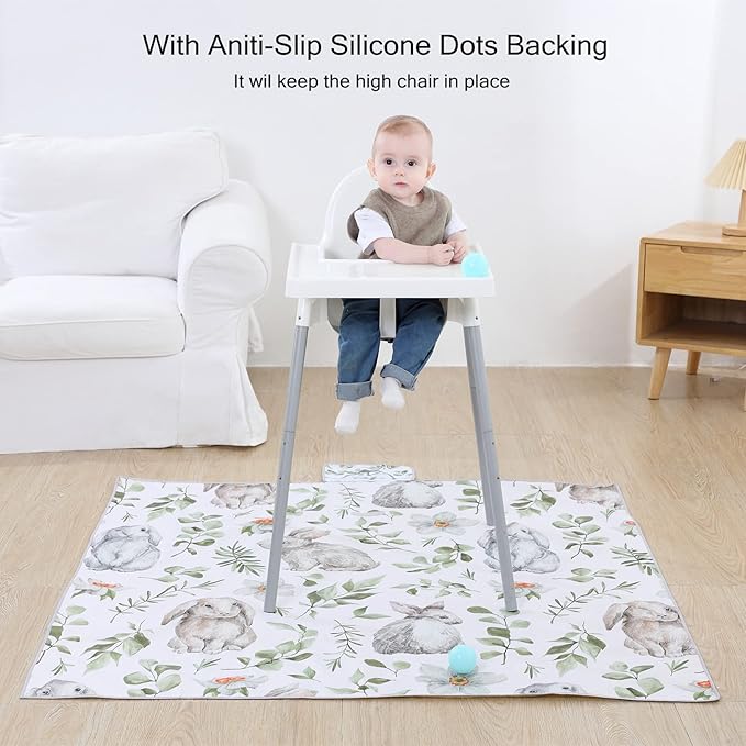 Insular Baby Splat Mat for Under High Chair/Arts/Crafts, Anti Slip and Waterproof Splash Mat for Floor, Portable Picnic Mat, 51x51 Inch, Hot Air Balloon