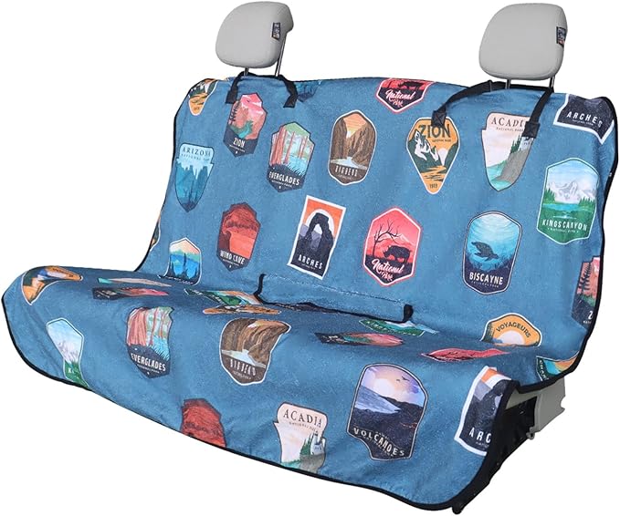 LoyaGour Back Seat Cover for Car Trucks Van SUV,Waterproof Rear Bench Towel Seat Covers for Dogs and Kids,Automotive Backseat Protector (National Parks)