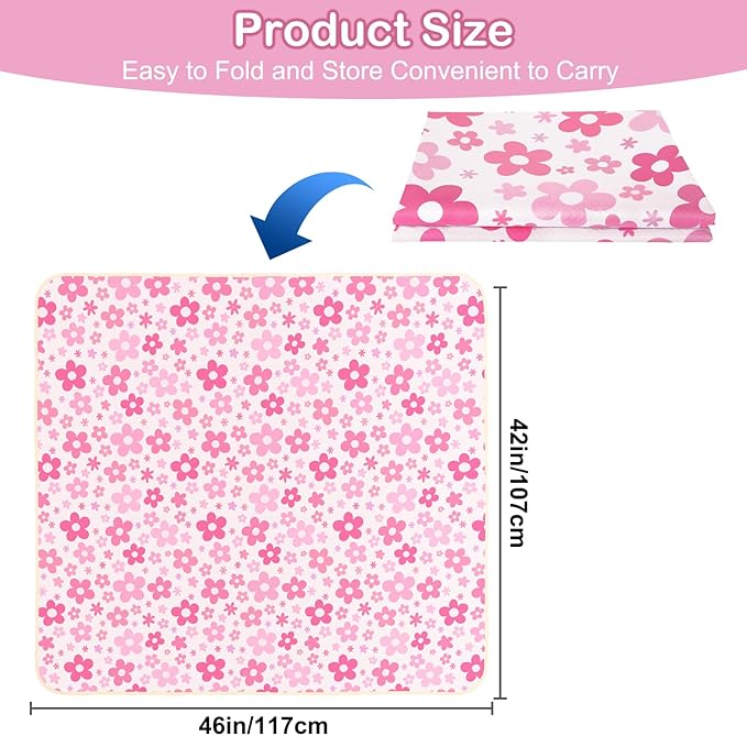 Basumee Splat Mat High Chair Mat Waterproof Baby Play Splat Mat for Under High Chair Food Catcher Highchair Mat for Floor Non Slip Bottom, Pink Flowers, 46x42 Inches