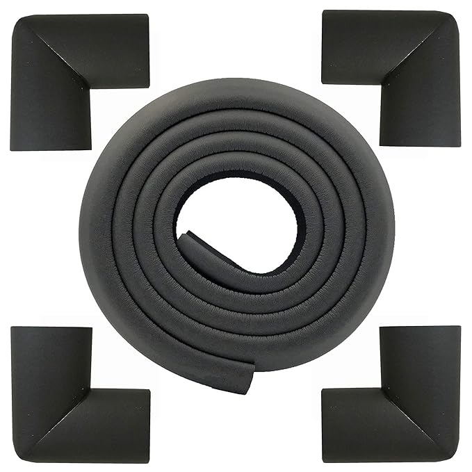 M2cbridge L Shape Extra Thick Furniture Table Edge Protectors Foam 6.5 Ft (Black with 4 Corners)