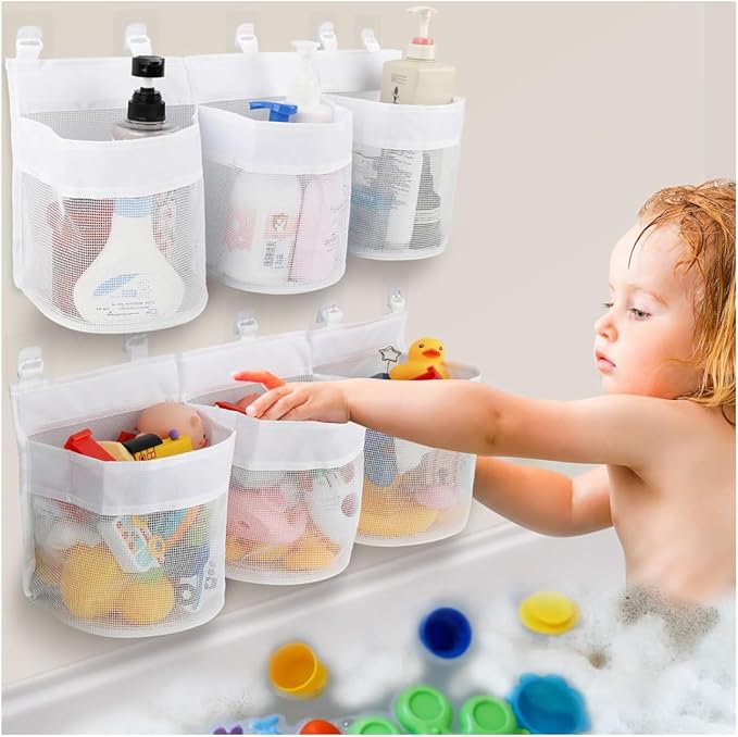 2 Pack Bath Toy Storage Bag, Bath Toy Hanging Organizer Net, Bath Toy Mesh Bag, Storage and Sorting Of Toys, Ideal for Bathroom Organizer