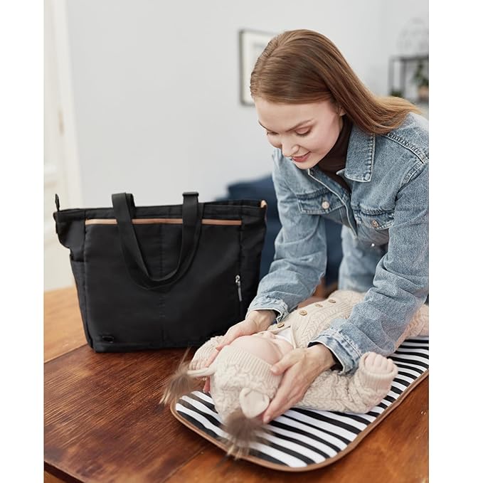 AIITA Diaper Bag Tote,Baby Diaper Bags,Convertible Diaper Bag Backpack,Crossbody Tote Bag for Women,Stylish Shoulder Bag with Changing Pad,Baby Registry, Work Tote,Travel Gym Bag,Black