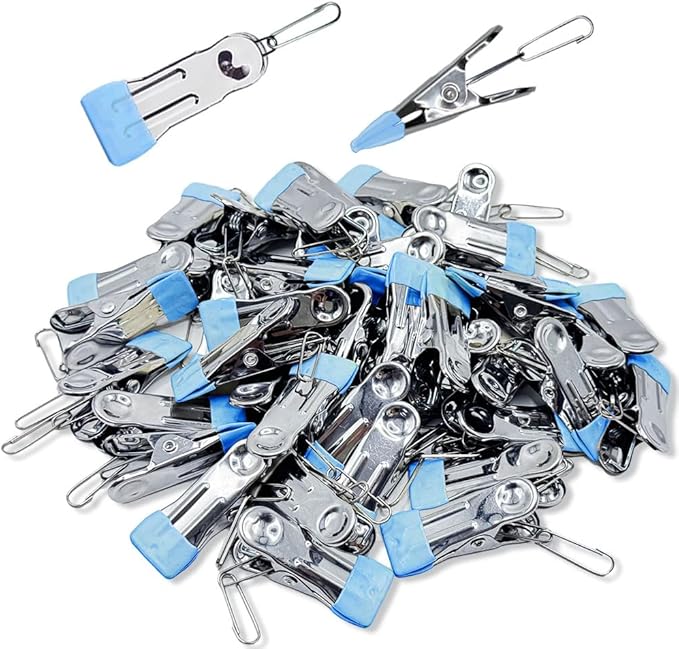 Multipurpose Heavy Duty Stainless Steel Clothespins, Clothes Pins for Laundry, Towel Drying Clips, Outdoor Clothespins for Socks, Towels, Snacks, Photo (66, Blue)