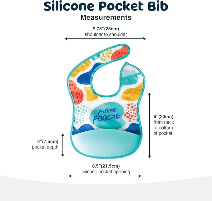 Tiny Twinkle Silicone Pocket Bibs - Waterproof, Food Catching, Mess-Proof Bibs for 6-24 Months Baby Boy and Girl, Toddlers