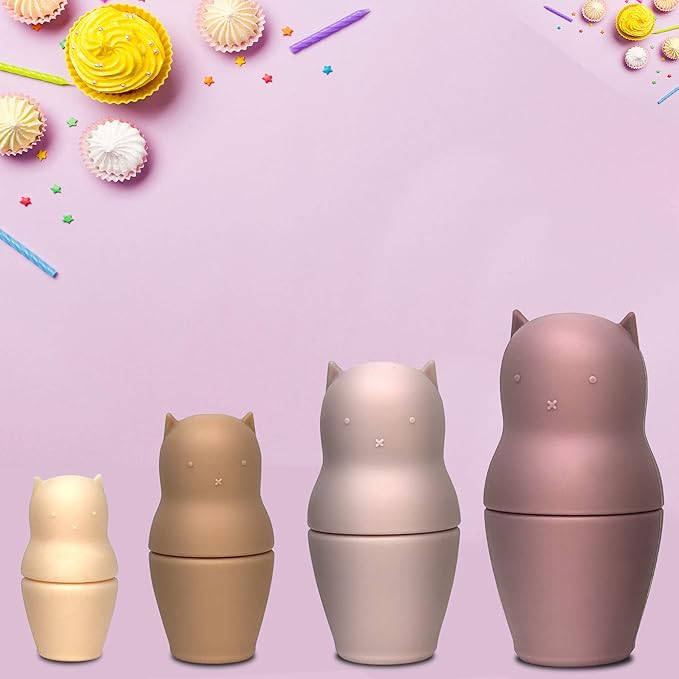 Hide N Seek Toddler (3+) Silicone Stacking Nesting Dolls Toy: Kozy Kittens