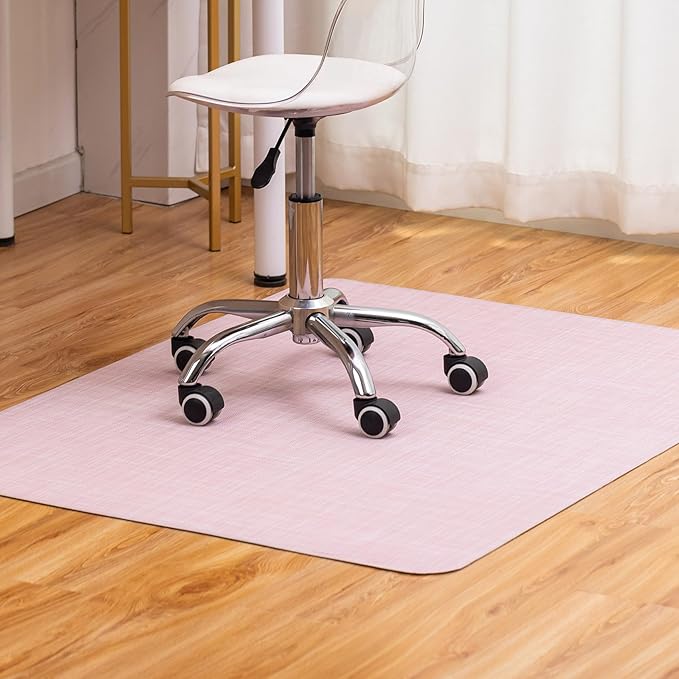 BARoyal Office Chair Mat for Hardwood Floor Under Desk Computer Rolling Chair Mat for Wood/Tile Floor Non-Slip Heavy Duty Desk Rug PVC Plastic Hard Floor Protector 30" x 48"(Blush)