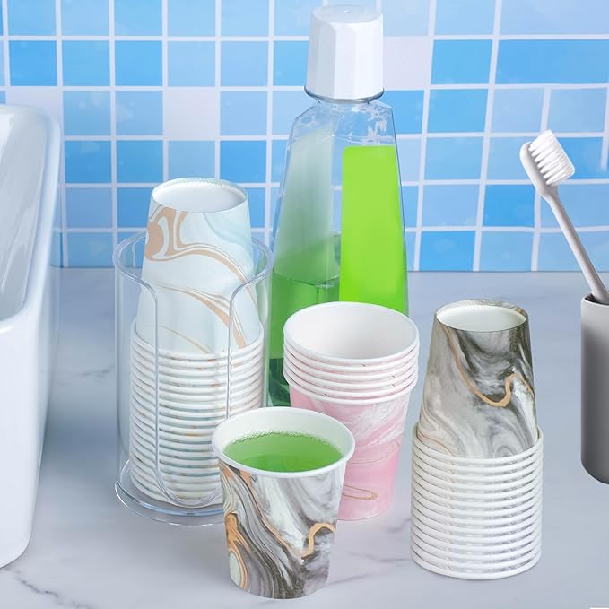 Huifany 300Pack 3 oz Paper Cups Disposable Bathroom Small Mouthwash Cups Bath Cup 3 oz Paper for Bathroom,Birthday Party, Travel, Events, Picnic, BBQ