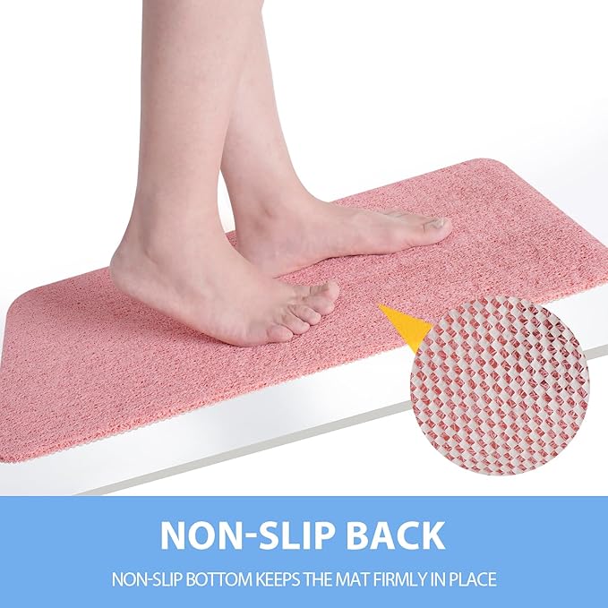 Hargiis Non-Slip Bathtub Mat, Anti Slip Shower Mat, Fast Drying Bathtub Mats, Foot Scrubber Mat, Anti Slip Mat for Tub, Floor, Bathroom, Kitchen, Home, Hotel (Pink 24"×16")