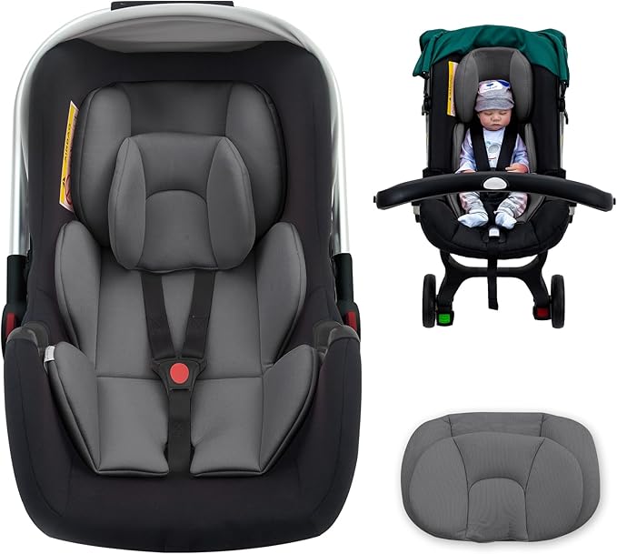 Thickened Carseat Head Support for Infant, Infant Car Seat Insert with Extra Headrest for Preemie to Newborn, Adjustable Baby Car Seat Cushion with Filled Natural Spong