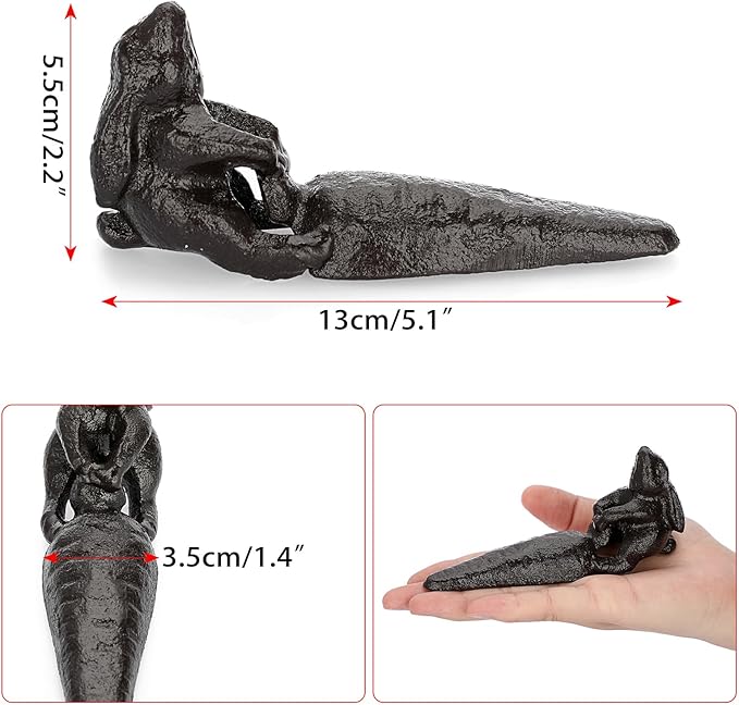 Sumnacon Cast Iron Door Stop Heavy Duty Rustic Door Stopper Avoid Drilling Hole, Vintage Iron Door Wedge on Floor Surface for Home Office Commercial Industrial, Bunny with Carrot