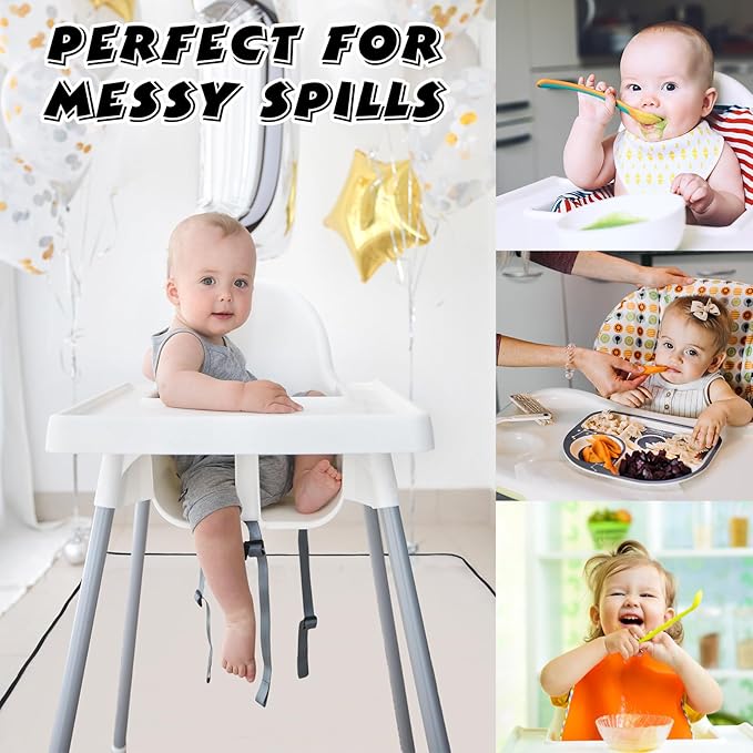 Wenqik 3 Pcs 47''x47'' Waterproof Washable Baby Splat Mat for Under High Chair Mat Clear Plastic Floor Protector Splash Mat for Under High Chair Art Floor Cover for Food Spills Kids Room