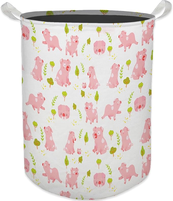HKTZM Pink Pig Laundry Basket, Toybox for Girls Room, Pink Laundry Basket Hamper Waterproof Collapsible Clothes Toys Storage Bin Organizer for Bedroom Bathroom Nursery Girls Room Dorm