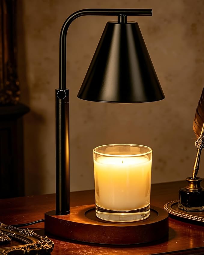 Marycele Black Candle Warmer Lamp with Timer, Height Adjustable Electric Lamp Candle Warmer, Black Home Room Decor Aesthetic, Birthday Gifts for Women Men