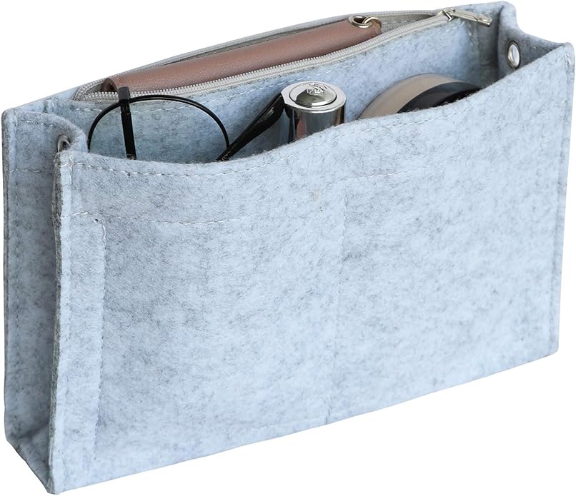 Joqixon Mini Felt Purse Organizer Insert Small Tote Bag organizer with Zipper